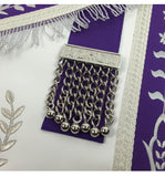 Masonic Blue Lodge Past Master Silver Machine Embroidery Purple Apron - kitchcutlery
 - 4