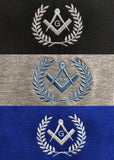 Masonic Golf Polo Shirt with Square compass & G Embroidery Logo Black/Grey/Blue