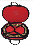 Blue Lodge Working Tools - Rhinestones Chain Collar - Gold/Silver on Blue + Free Case