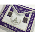 Masonic Blue Lodge Past Master Silver Machine Embroidery Purple Apron - kitchcutlery
 - 2