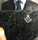 Superior Quality Masonic Tie with Square Compass & G Black Unique_Regalia