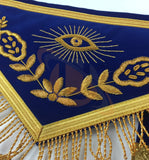 Masonic Blue Lodge Past Master Gold Handmade Embroidery Apron Blue Velvet - kitchcutlery
 - 3