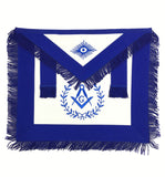 Masonic Blue Lodge Master Mason Apron Machine Embroidery with Fringe Blue