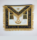 Masonic Blue Lodge Past Master Gold Handmade Embroidery Apron Navy