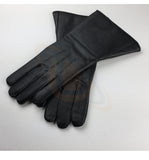 Masonic Piper Drummer Leather Gauntlets/Gloves Black Soft Leather Knight Templar - kitchcutlery
 - 2