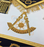 Masonic Blue Lodge Past Master Gold Handmade Embroidery Apron Navy - kitchcutlery
 - 2