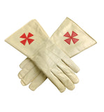 Masonic Knight Templar Gold Gauntlets Leather Gloves