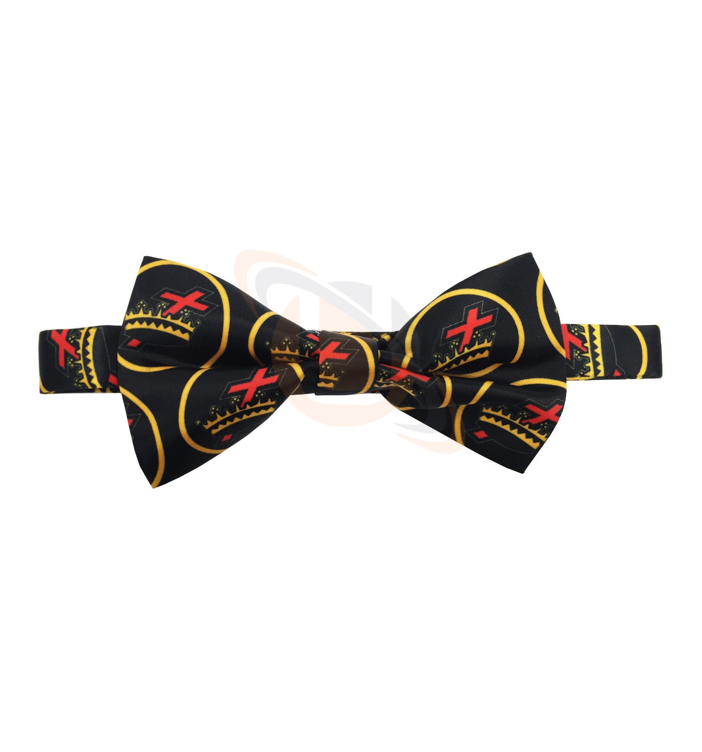 High Quality 100% Silk Masonic Knight Templar Bow Tie Black & Yellow Unique_Regalia