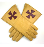 Masonic Knight Templar Gold Gauntlets Leather Gloves