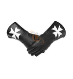 Masonic Knight of Malta Black Gauntlets Soft Leather Gloves