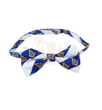 High Quality 100% Silk Masonic Bow Tie White and Blue