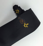 Masonic Regalia Masons Black Silk Tie with Gold  embroided Square Compass Logo_Unique Regalia
