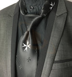 Masonic Knight Malta Silk Tie with (8 pointed) Malta Cross Logo Unique Regalia
