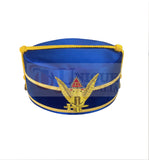 Masonic A.A.S.R. 32nd Degree Double Headed Eagle Scottish Rite Cap-Crown Hand Embroidery Blue
