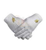 Masonic Acacia Leaf Machine Embroidery White Cotton Gloves  - kitchcutlery
 - 1