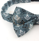 Masonic 100% Silk Woven Craft Bow Tie with Square Compass & G Green Unique_Regalia