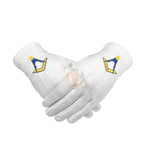Masonic Cotton Gloves Machine Embroidery Yellow Square and Compass - kitchcutlery
 - 1