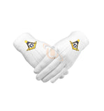 Masonic Gloves Yellow Square compass with G Machine Embroidery