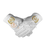 Masonic Cotton Gloves with Mylar Embroidery  Square Compass Gold/Silver
