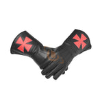 Masonic Knight Templar Black Gauntlets Soft Leather Gloves - kitchcutlery
 - 1