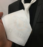 Masonic Masons Silk Tie with self print Square Compass White Unique Regalia