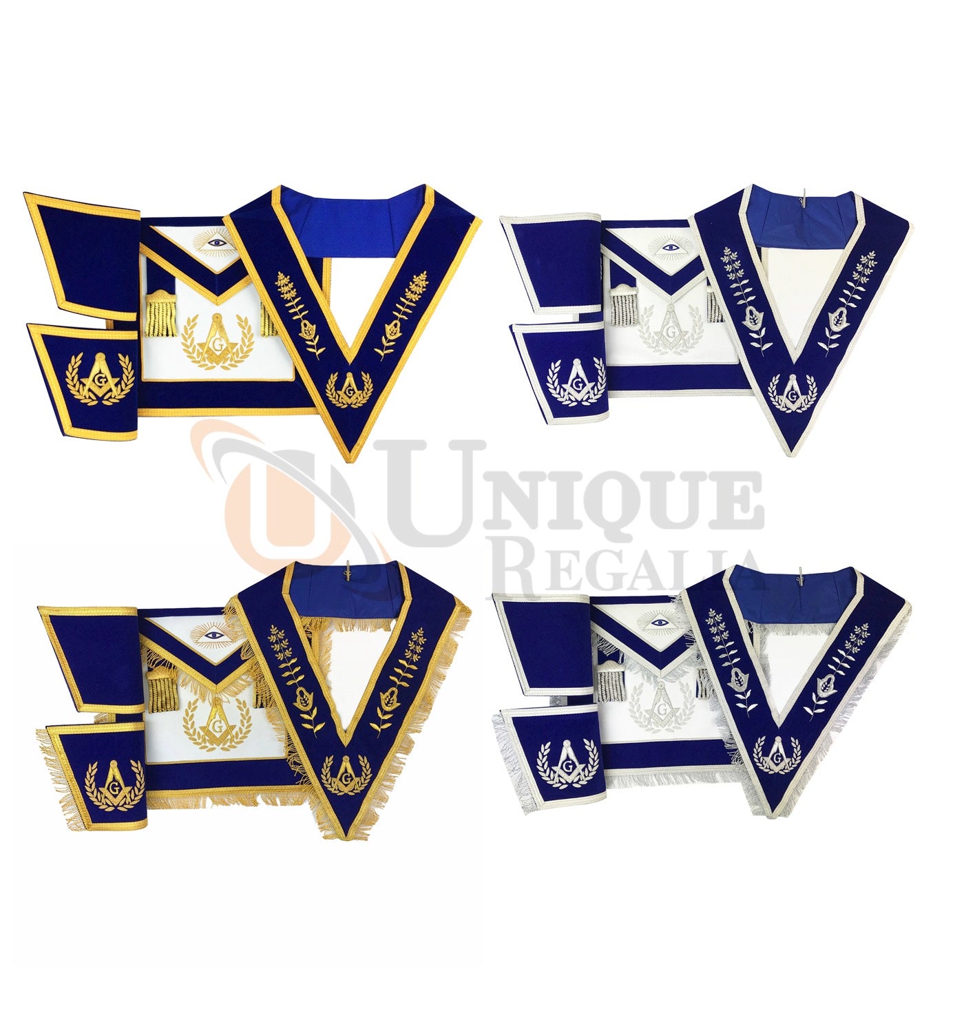 Blue Lodge Master Mason Apron Hand Embroidery Apron Gauntlet and Collar Set