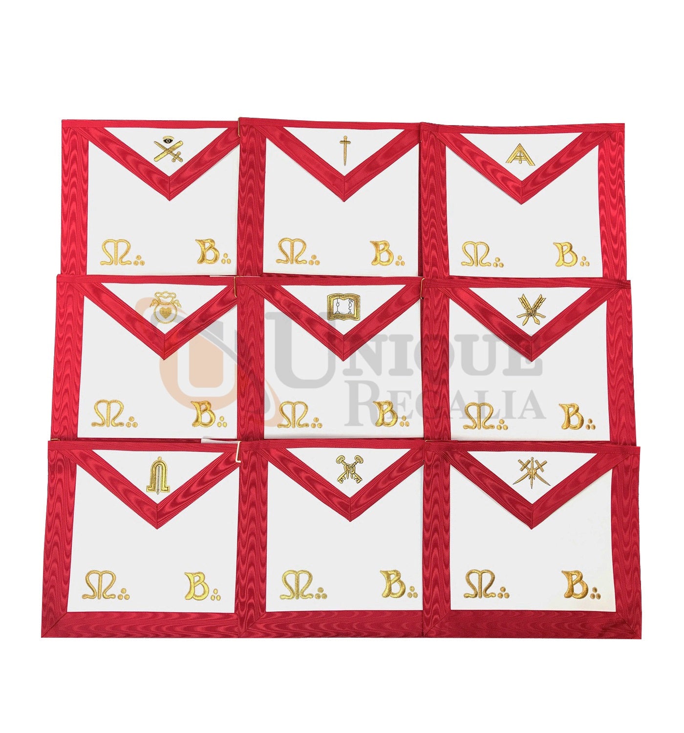 Masonic Scottish Rite Officers Apron Set of 9 AASR (REAA)