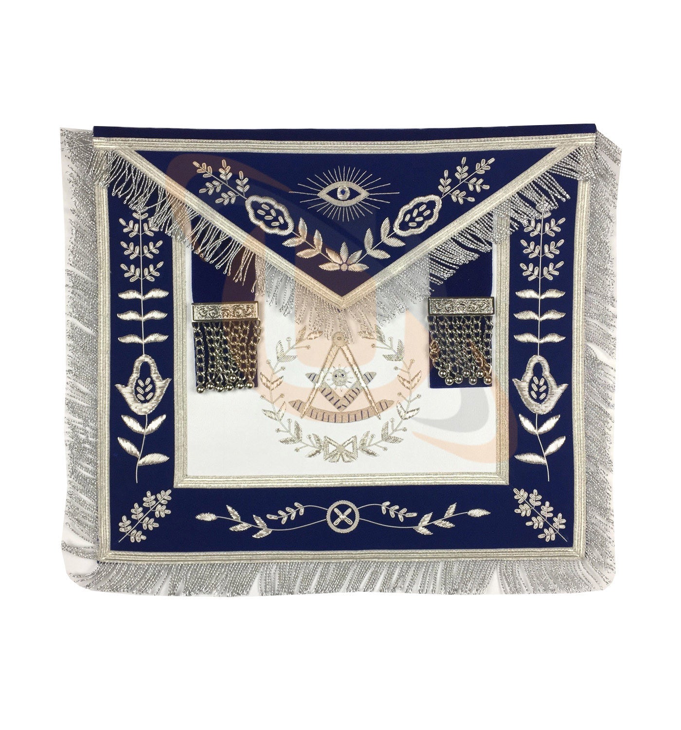 Masonic Blue Lodge Past Master Silver Handmade Embroidery Apron - kitchcutlery
 - 1