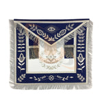 Masonic Blue Lodge Past Master Silver Handmade Embroidery Apron Blue