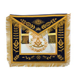 Masonic Blue Lodge Past Master Gold Handmade Embroidery Apron Navy