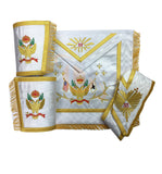 Masonic Rose Croix 33rd Degree Apron, Gauntlets and Collar Set Wings Up