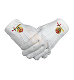 High Quality Masonic Shriner Emblem White Cotton Glove Masonic Glove