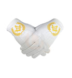 Masonic Regalia 100% Cotton Gloves with beautiful Square Compass and G - Yellow