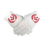 Masonic Regalia 100% Cotton Gloves with beautiful Square Compass and G - Red