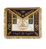 Masonic Blue Lodge Past Master Gold Handmade Embroidery Apron Purple Velvet - kitchcutlery
 - 1