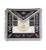 Masonic Blue Lodge Past Master Silver Handmade Embroidery Apron Purple Velvet