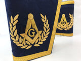 Master Mason Apron Hand Embroidery Apron Gauntlet and Collar Set Navy