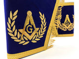 Blue Lodge Master Mason Apron Hand Embroidery Apron Gauntlet and Collar Set
