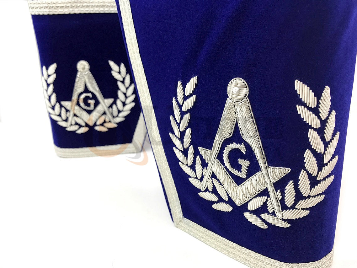Blue Lodge Master Mason Apron Hand Embroidery Apron Gauntlet and Collar Set