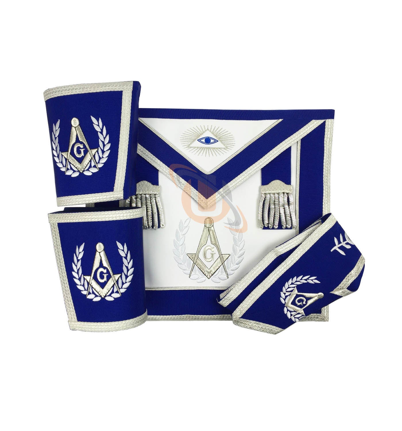 Masonic Blue Lodge Master Mason Apron Set Apron,Collar gauntlets (Cuffs) - kitchcutlery
 - 1