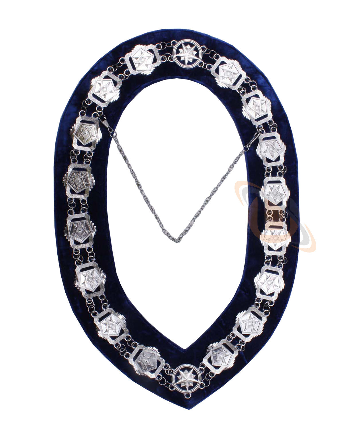 Masonic Compass and Square with OES CHAIN COLLAR (Silver) - kitchcutlery
 - 1