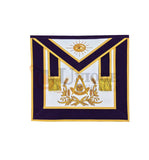Masonic Past Master Hand Embroided Apron Gold/Silver  Embroidery Purple Velvet