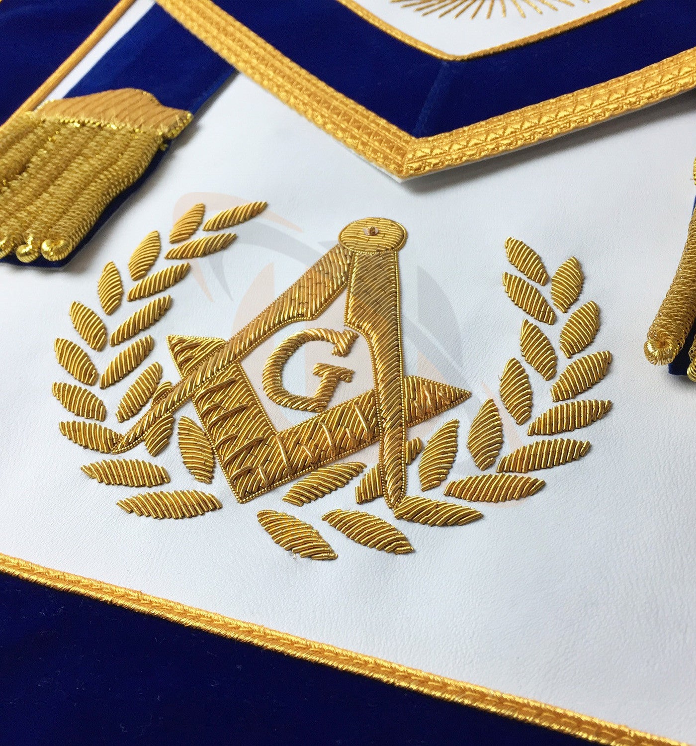 Blue Lodge Master Mason Apron Hand Embroidery Apron Gauntlet and Collar Set