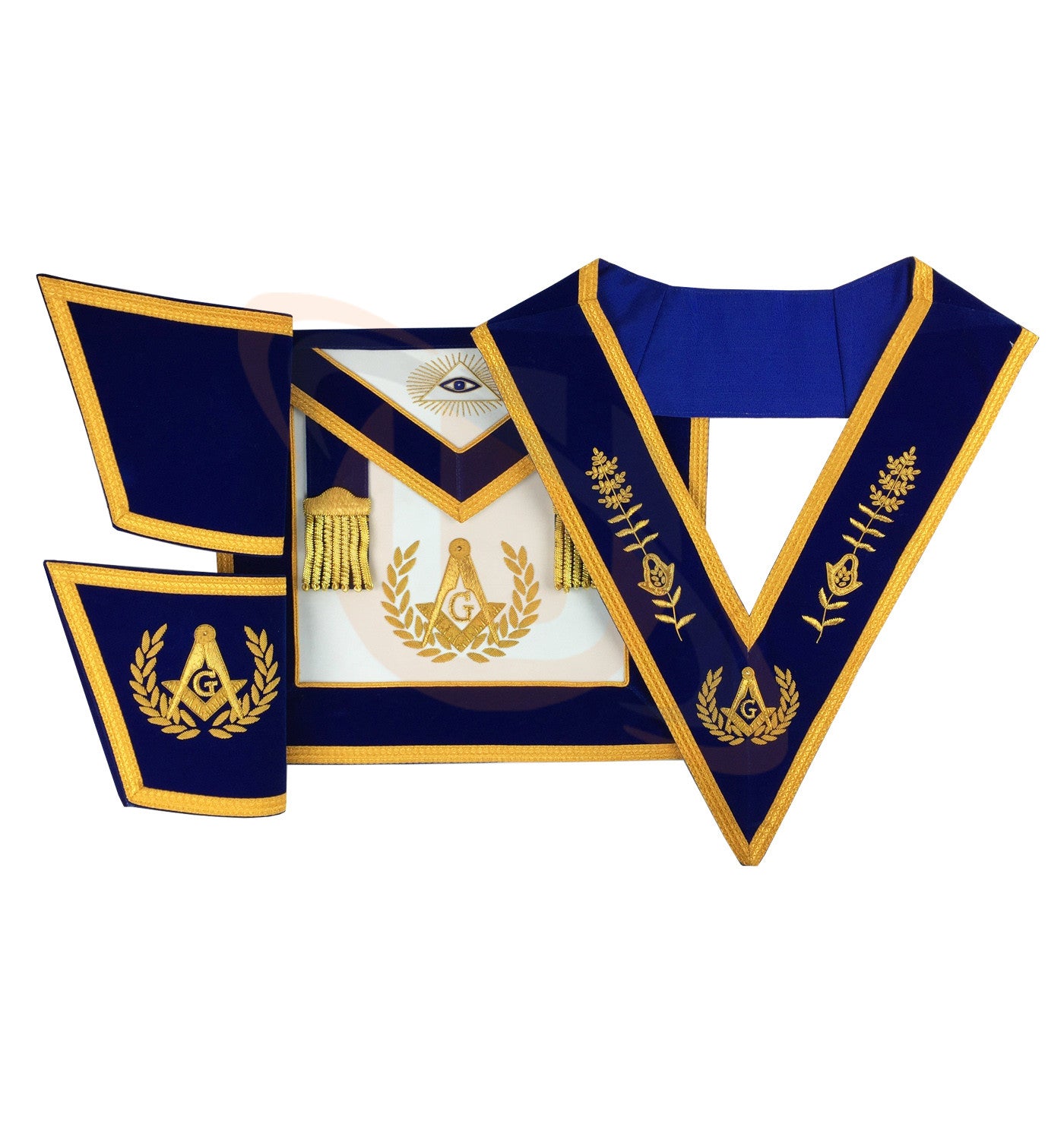Blue Lodge Master Mason Apron Hand Embroidery Apron Gauntlet and Collar Set - kitchcutlery
 - 1