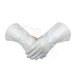 Masonic White Piper Drummer Leather Gauntlets/Gloves Plain