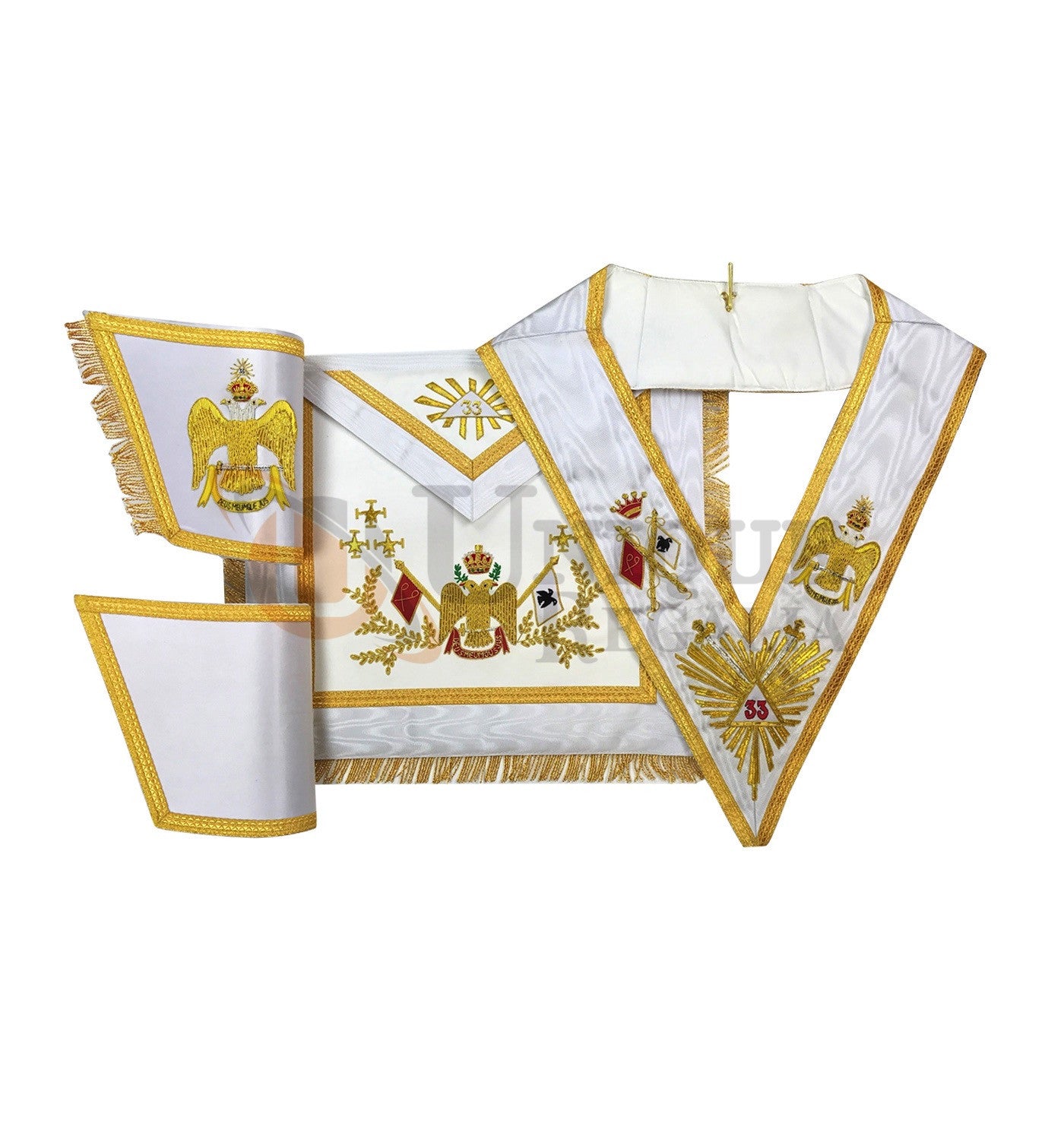 Rose Croix 33rd Degree Hand embroided Apron Set Wings Up or Down
