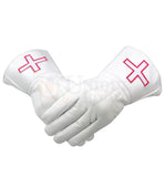 Masonic White Soft Leather St Thomas of Acon Gauntlets Gloves