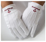 Provincial Grand Steward 100% Cotton Gloves with Square Compass