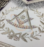 Copy of Masonic Blue Lodge Past Master Silver Handmade Embroidery Apron Purple Velvet - kitchcutlery
 - 2