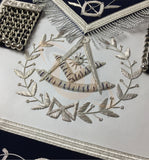 Masonic Blue Lodge Past Master Silver Handmade embroidery Apron Navy - kitchcutlery
 - 2